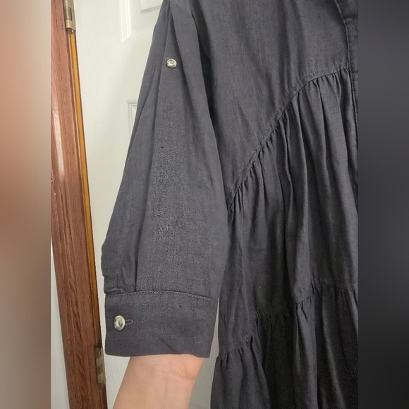 100% LINEN Elegant Gray Women's Dress - Picture 6 of 12